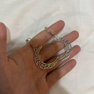 western earrings silver crescent